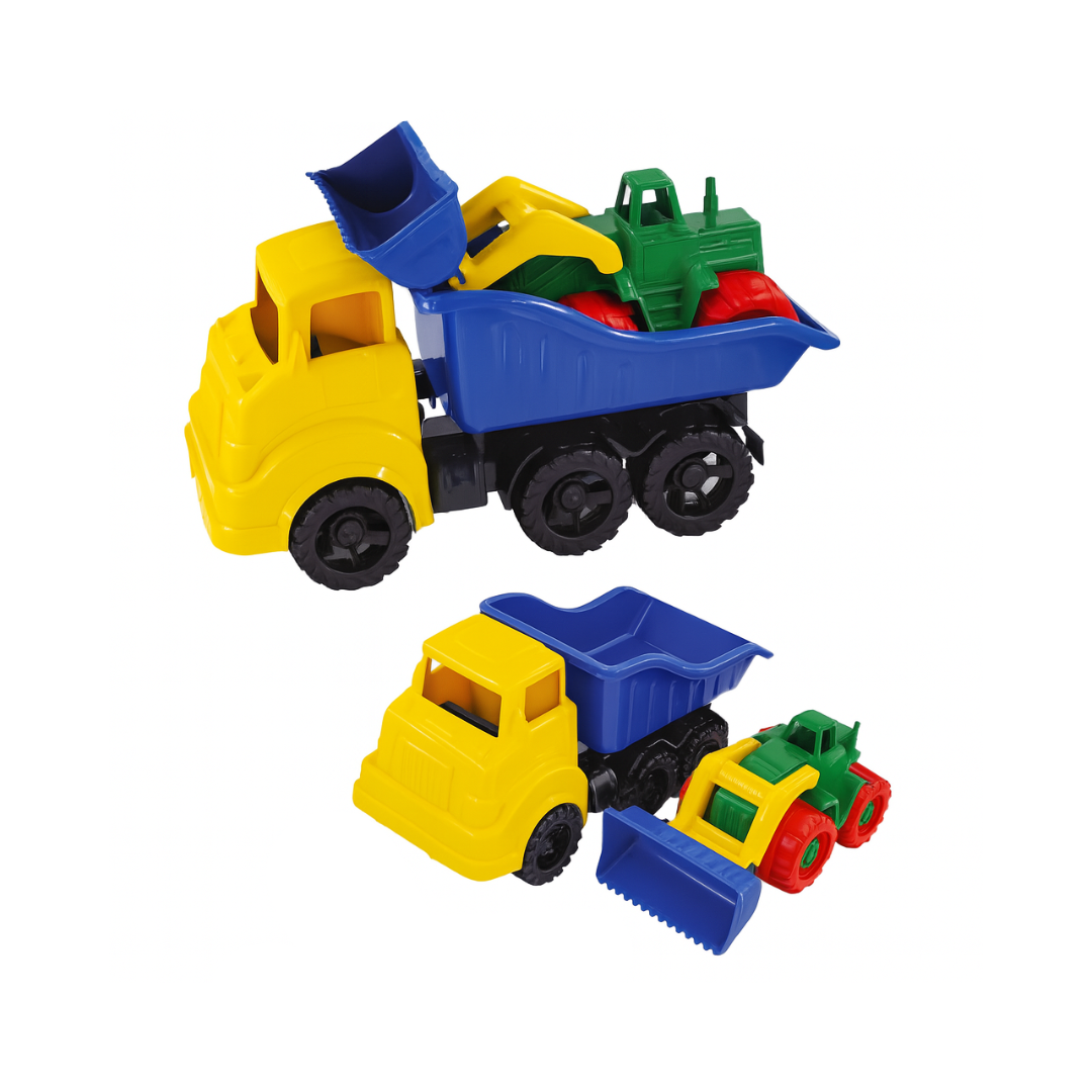 Caminhão Caçamba com Trator – Brinquedo em Plástico Rígido
