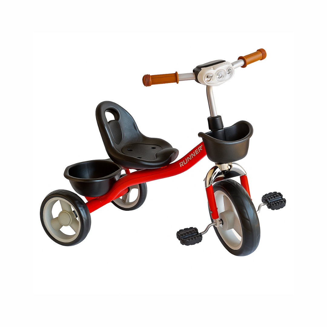 Triciclo Infantil com Farol – Estrutura em Aço Tubular e Guidão Ajustável