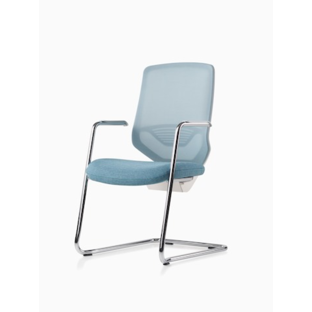 Poltrona Diálogo Com Braços Espaldar Médio e Encosto em Tela - Herman Miller