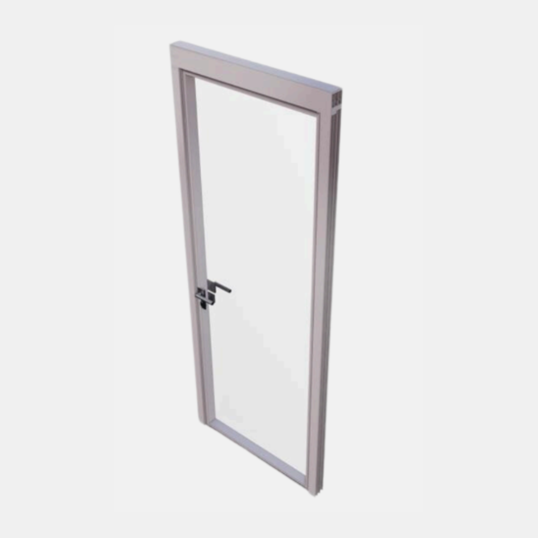 Porta Folha Única C/ Requadro Vidro Duplo C/ Bandeira ou Piso Teto