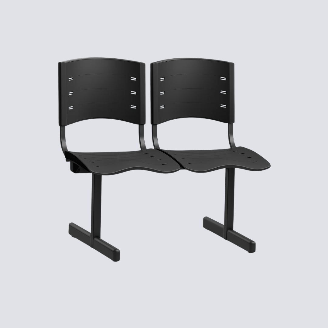 Longarina de 02 Lugares – Assento e Encosto em Polipropileno + Estrutura Metálica