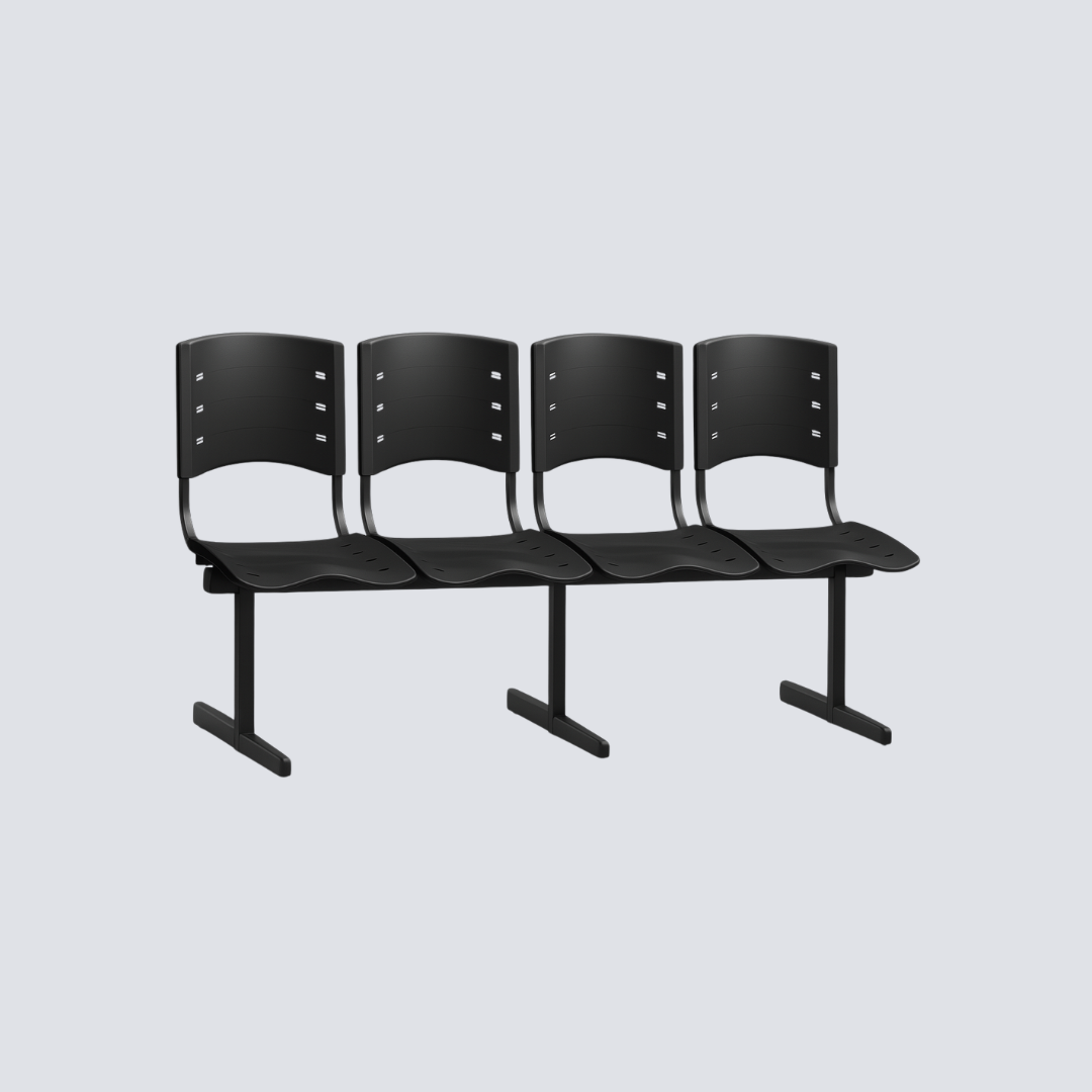 Longarina de 04 Lugares – Assentos e Encostos em Termoplástico PP