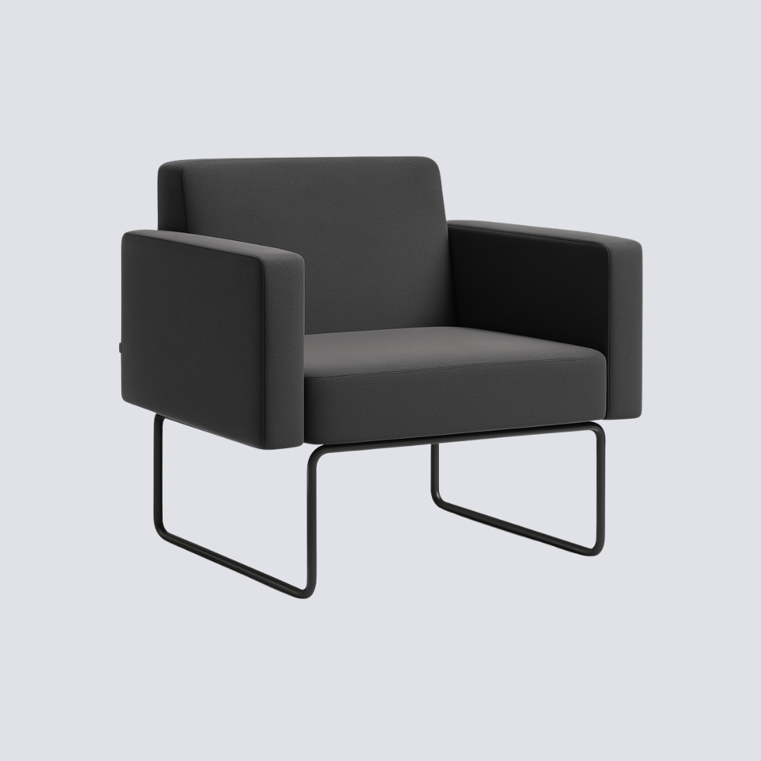 Sofá Individual Reto – Assento, Encosto e Braços em Espuma PU