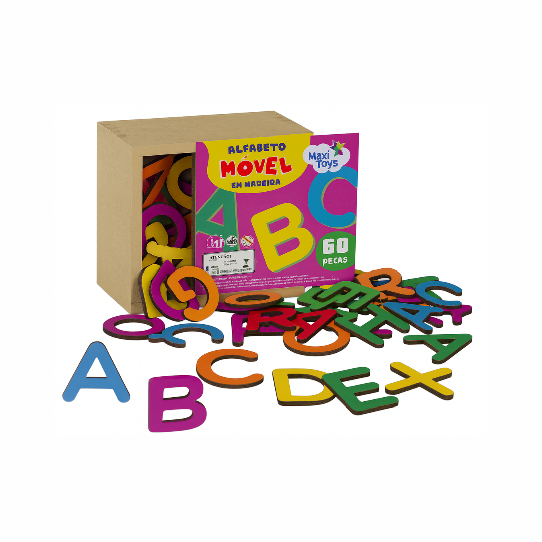 Alfabeto Móvel em Madeira – Letras Maiúsculas