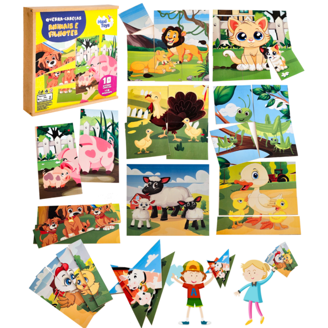 Quebra Cabeça De Animais E Seus Filhotes