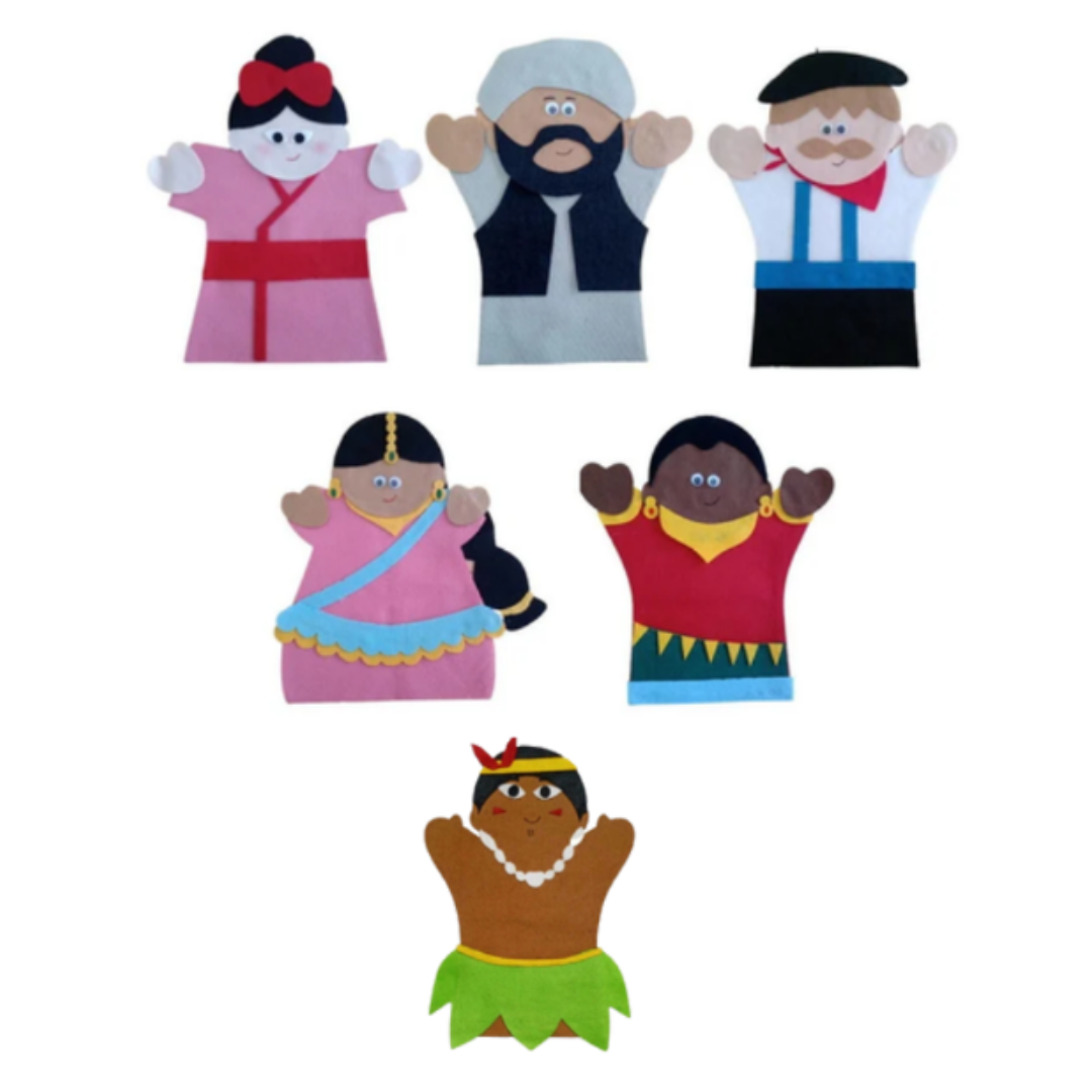 Conjunto De Fantoches De Etnias