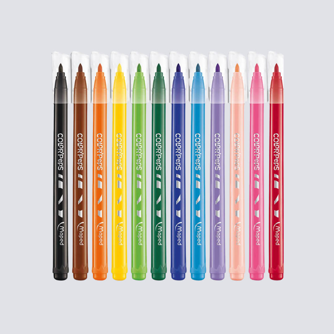 Canetinhas Hidrocor 12 Cores Ponta Fina – Atóxicas e Laváveis, Uso Escolar