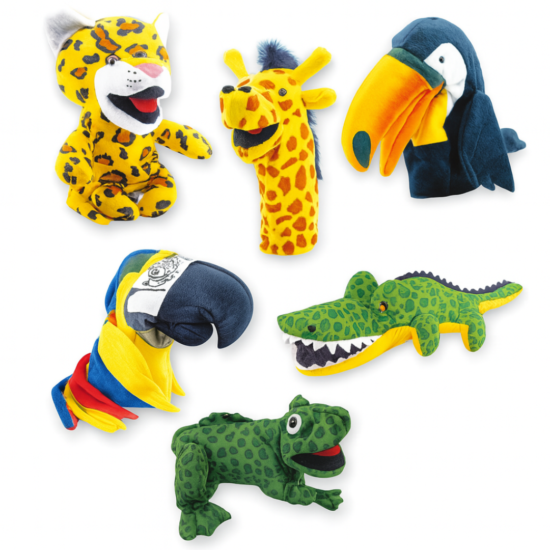 Fantoches de Animais – Kit com 6 Personagens da Fauna