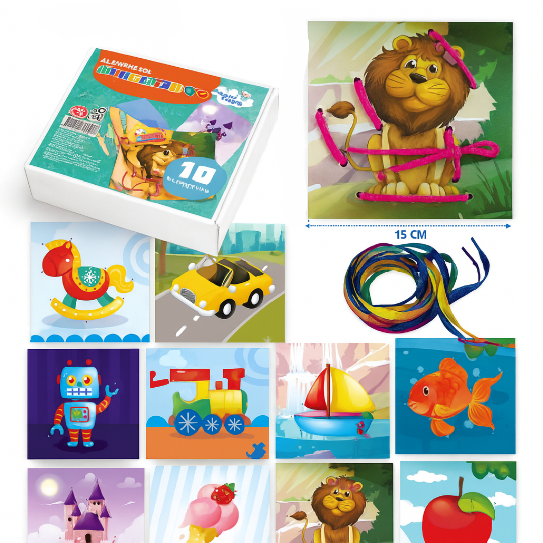 Alinhavos Divertidos – Conjunto Lúdico em MDF