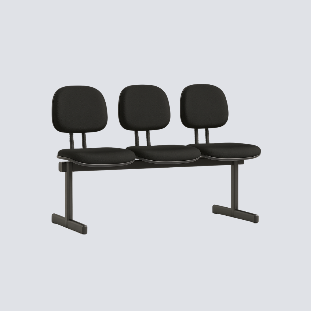 Longarina de 03 Lugares – Encosto Baixo – Estrutura Estofada