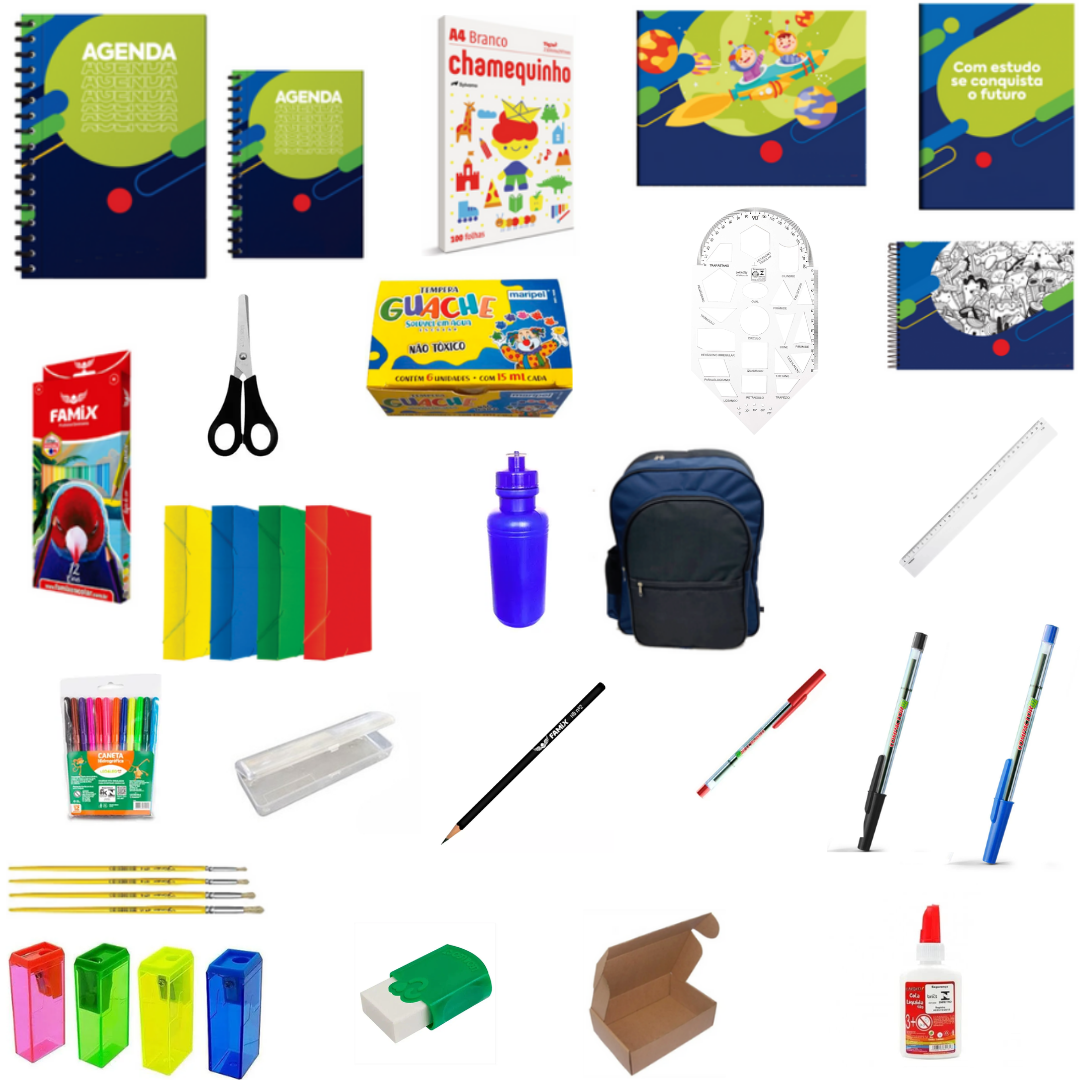 Kit Material Escolar Para Ensino Anos Iniciais