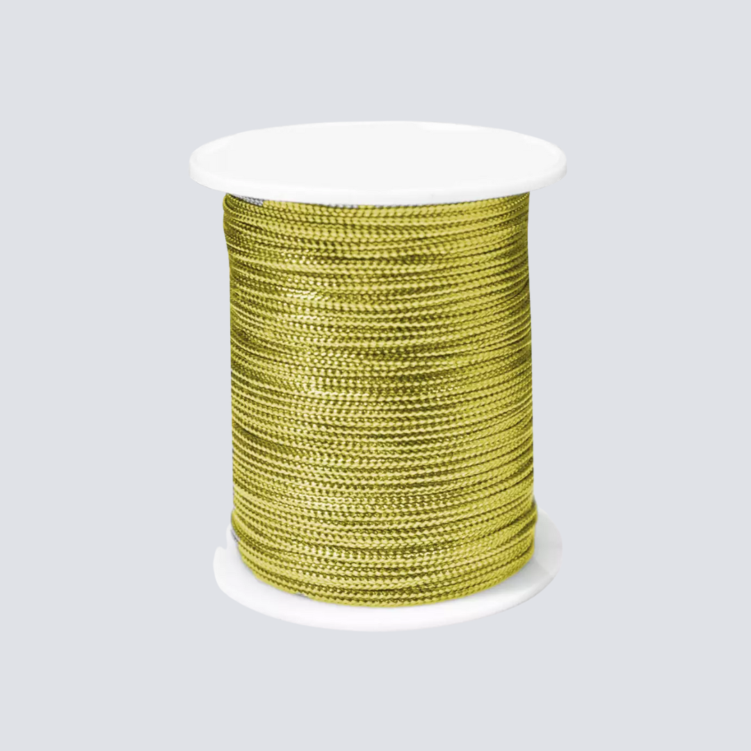 Cordão Metalizado Dourado para Aviamento – Rolo de 100 m em Fio de 1 mm
