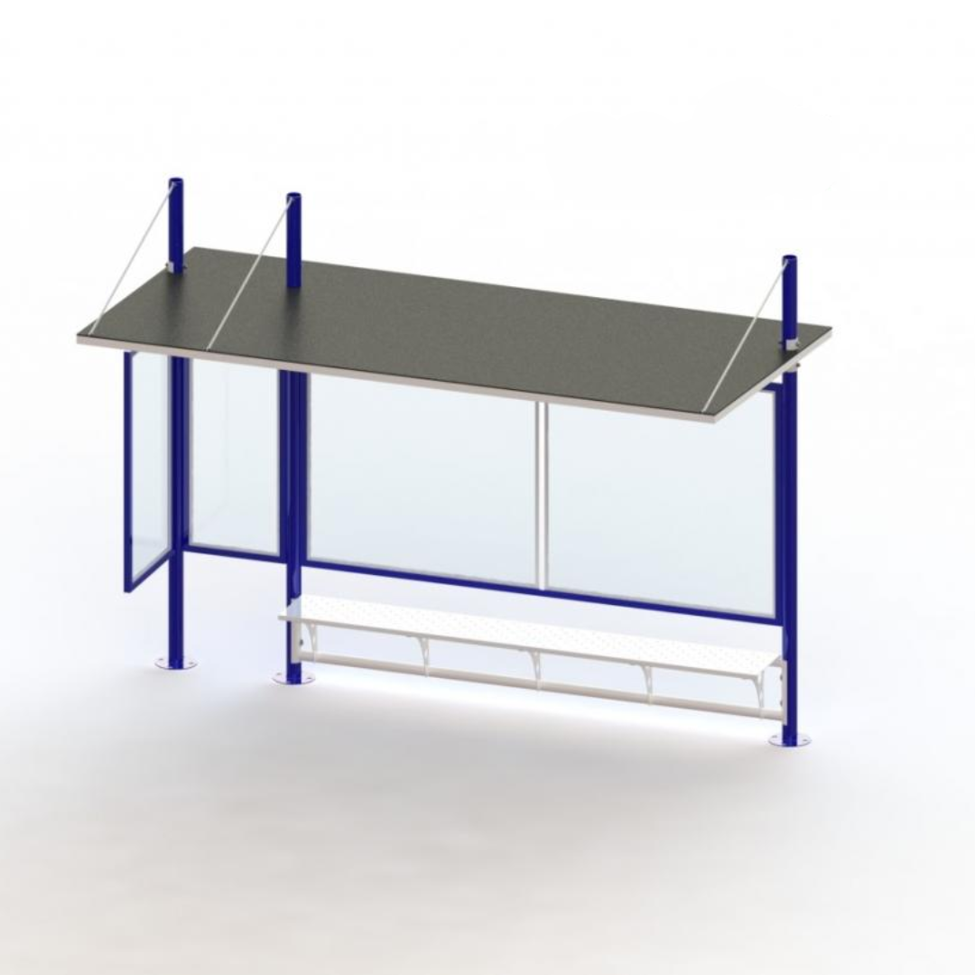 Fornecimento e Instalação de Abrigo para Parada de Ônibus 06 Lugares Modelo 2