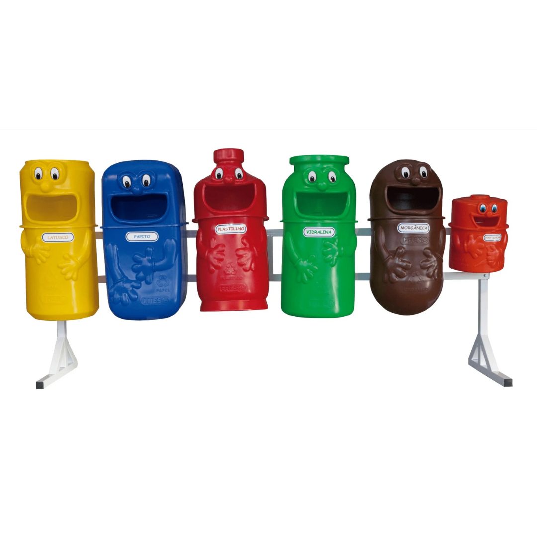 Lixeira Composta por 6 Contêiners para Coleta Seletiva