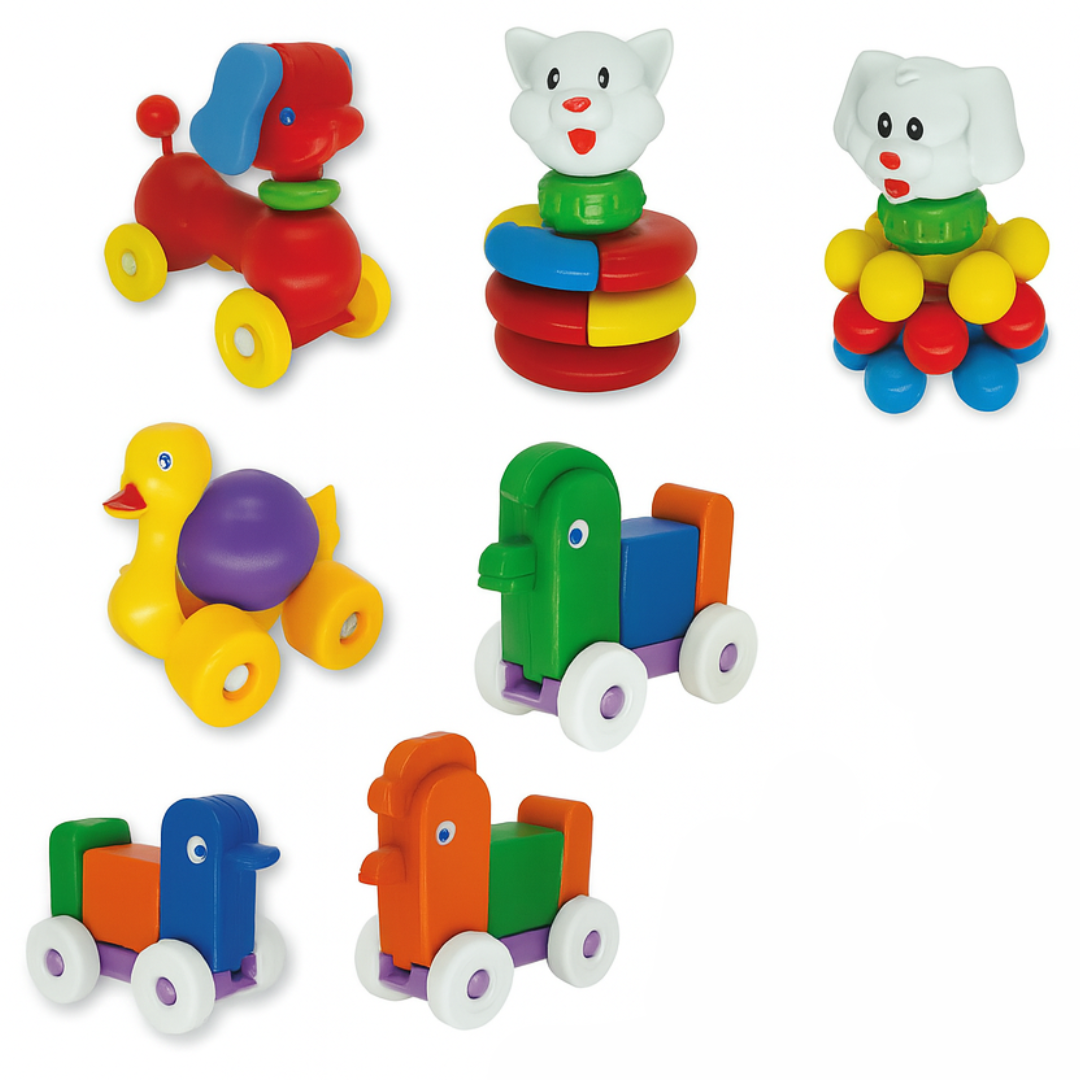 Kit Multiatividades com 07 Animais – Brinquedos de Encaixe Educativos