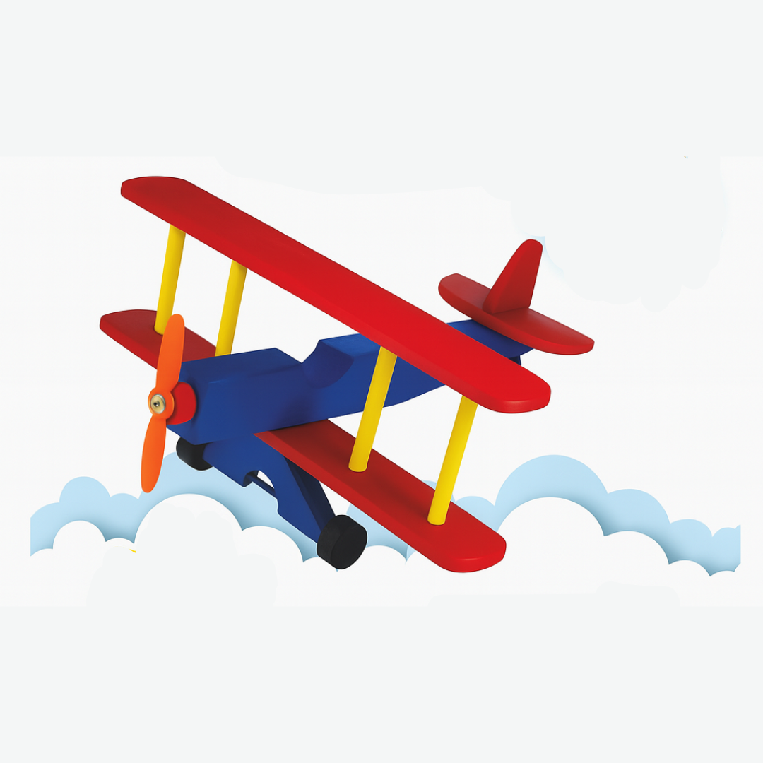 Avião Biplano – Brinquedo de Madeira