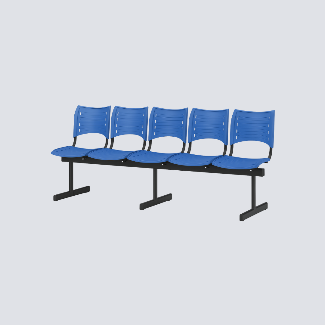 Longarina de 05 Lugares sem Braço – Assento e Encosto em PP