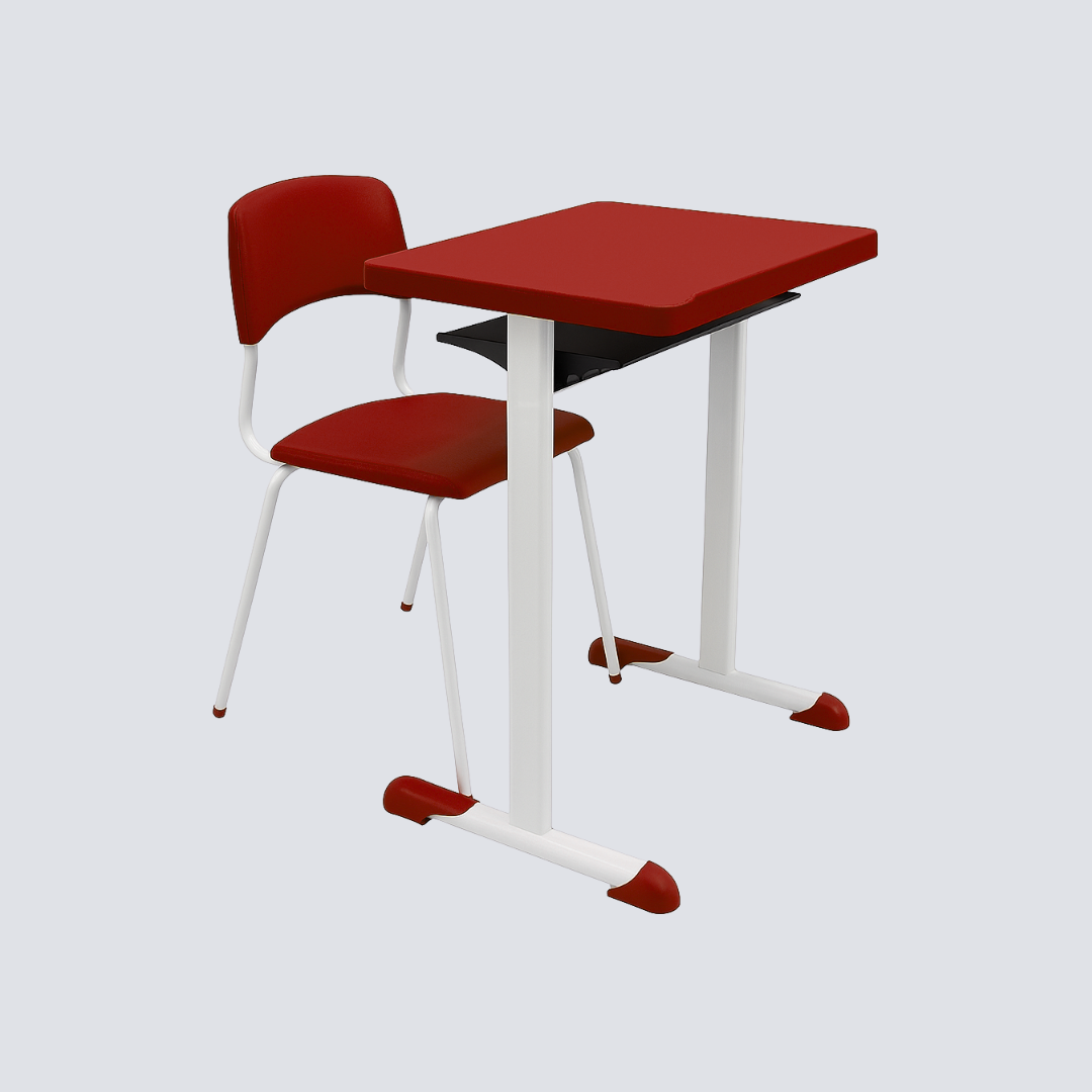 Conjunto Escolar Juvenil Certificado ABNT NBR 14006 – Cadeira + Mesa em ABS e Aço