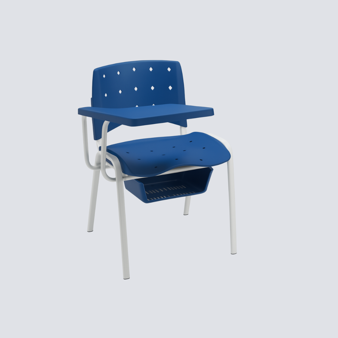 Conjunto Escolar Adulto Monobloco com Prancheta Lateral em ABS e Aço