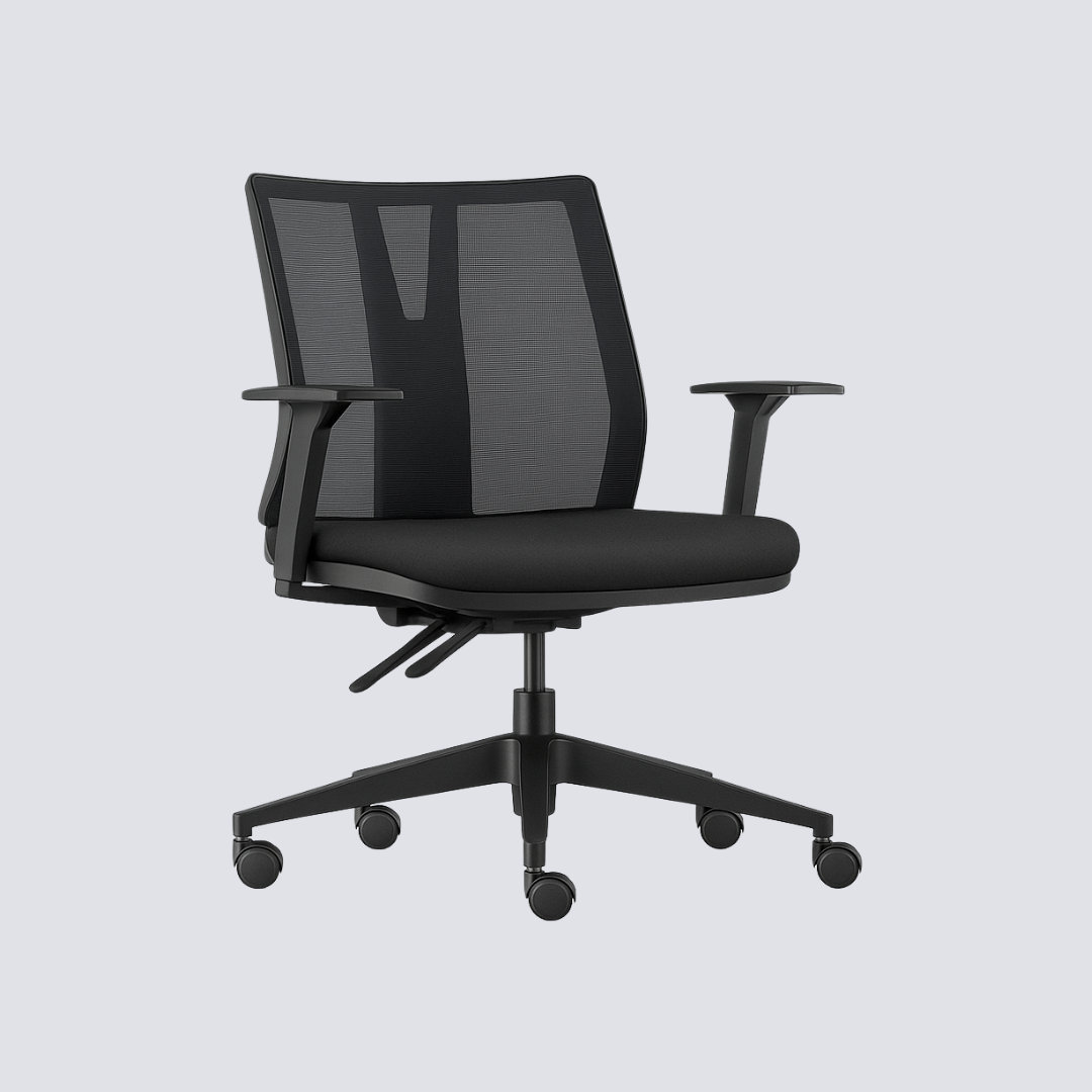 Cadeira Giratória Operacional Com Encosto Em Tela Flexível E Braços Reguláveis