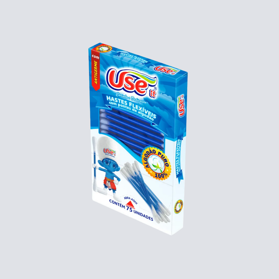 Hastes Flexíveis com Pontas de Algodão – Cartucho com 75 Unidades (Cotonetes)