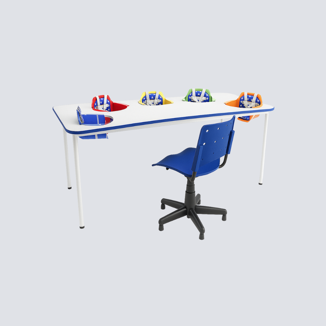Conjunto Refeitório Maternal – Mesa 5 Lugares com Cadeiras Giratórias