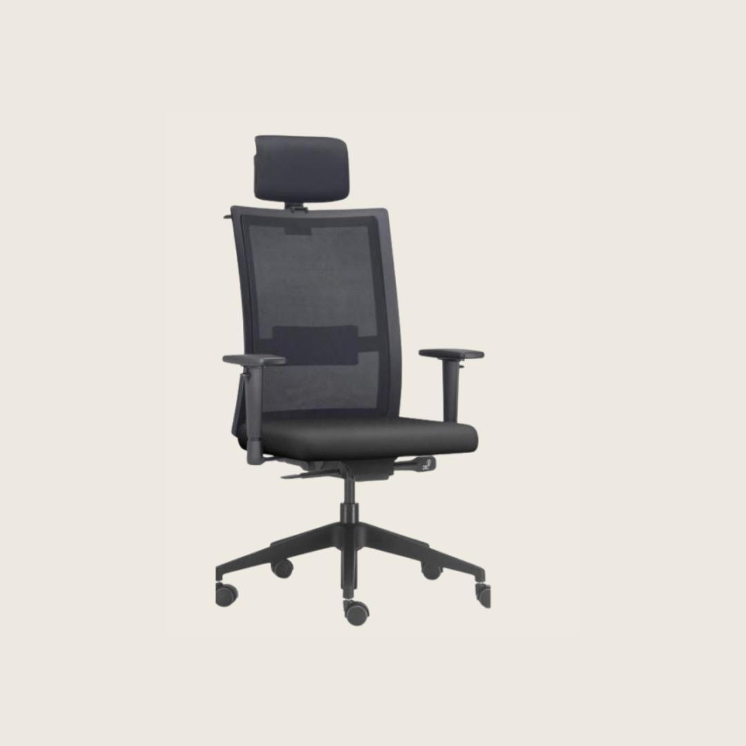 Cadeira Giratória com Encosto Alto Apoio Lombar e Apoio de Cabeça com Braços Reguláveis