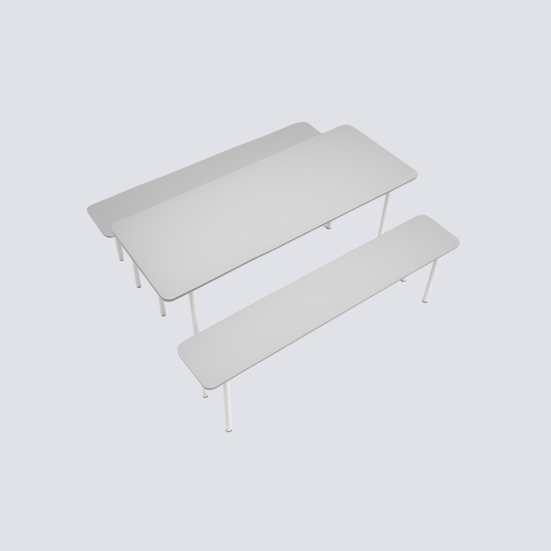 Conjunto Refeitório Infantil – Mesa + 2 Bancos, Tampo em MDP 18 mm