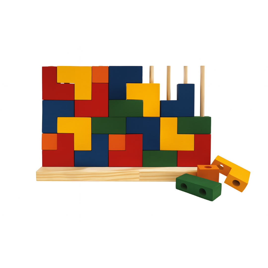 Blocos de Encaixe Vertical – Conjunto em Madeira