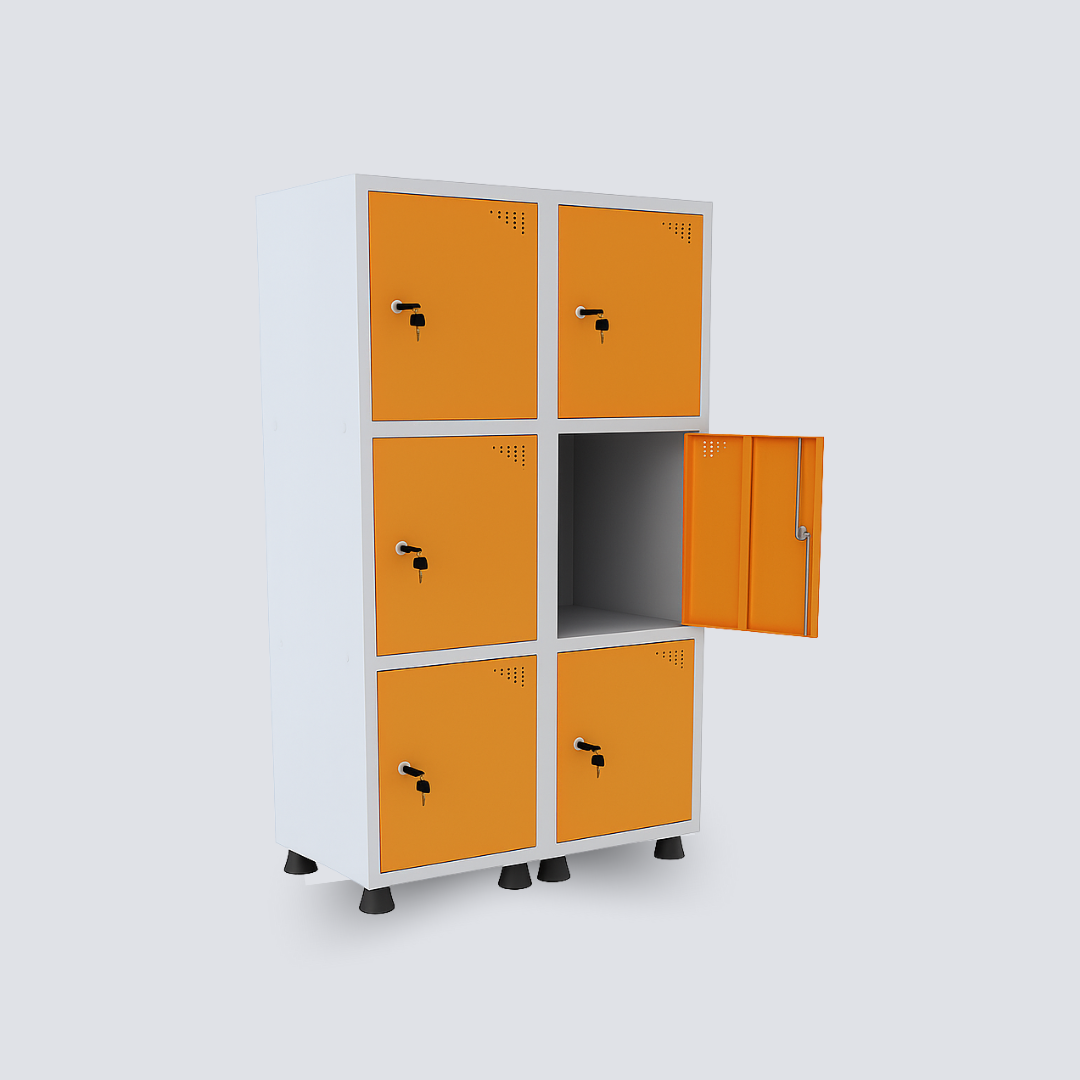 Roupeiro De Aço Com Seis Portas Sobrepostas