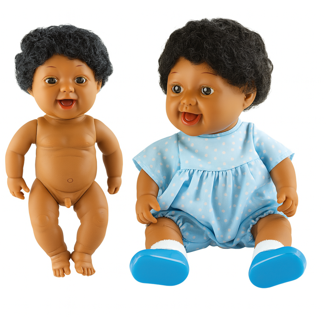 Boneco Menino Negro com Genitália – Articulado e Educativo