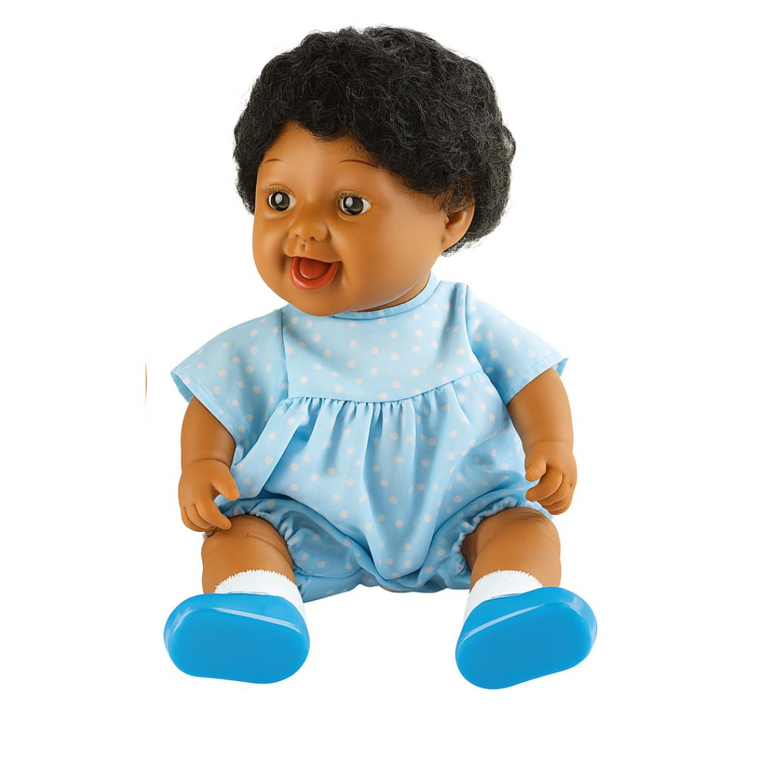 Boneco Menino Negro Sem Genitália – Articulado e Educativo